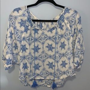 Blue and cream Blouse